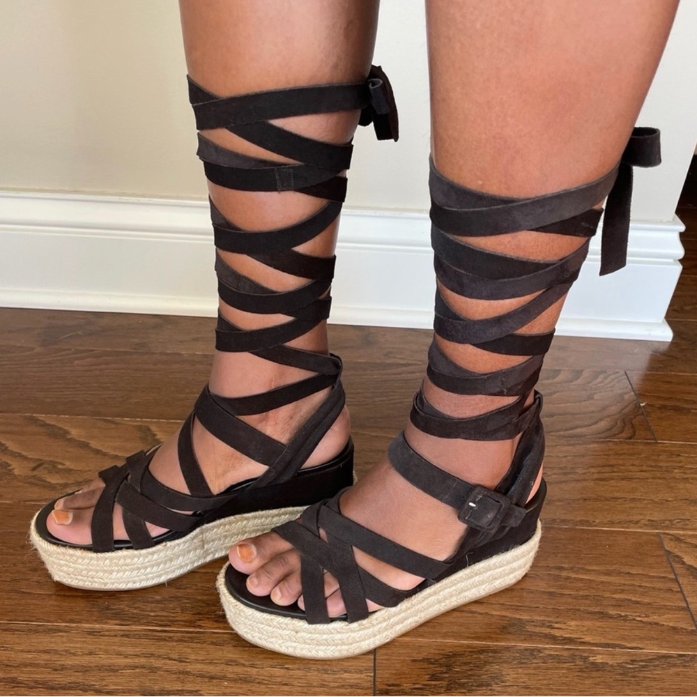 Miu Miu Brown Lace-Up Espadrille Sandals
